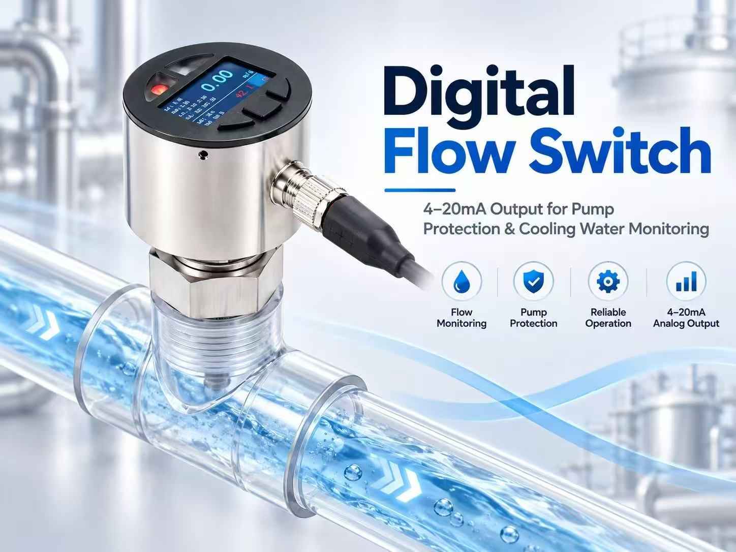 Digital Flow Switch with 4–20mA for Pump Protection